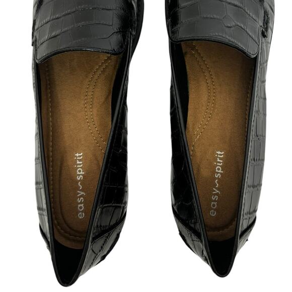 Easy Spirit Racer Loafers Black Croc Embossed Leather Loafer NEW Size 7 NARROW - Picture 6 of 9